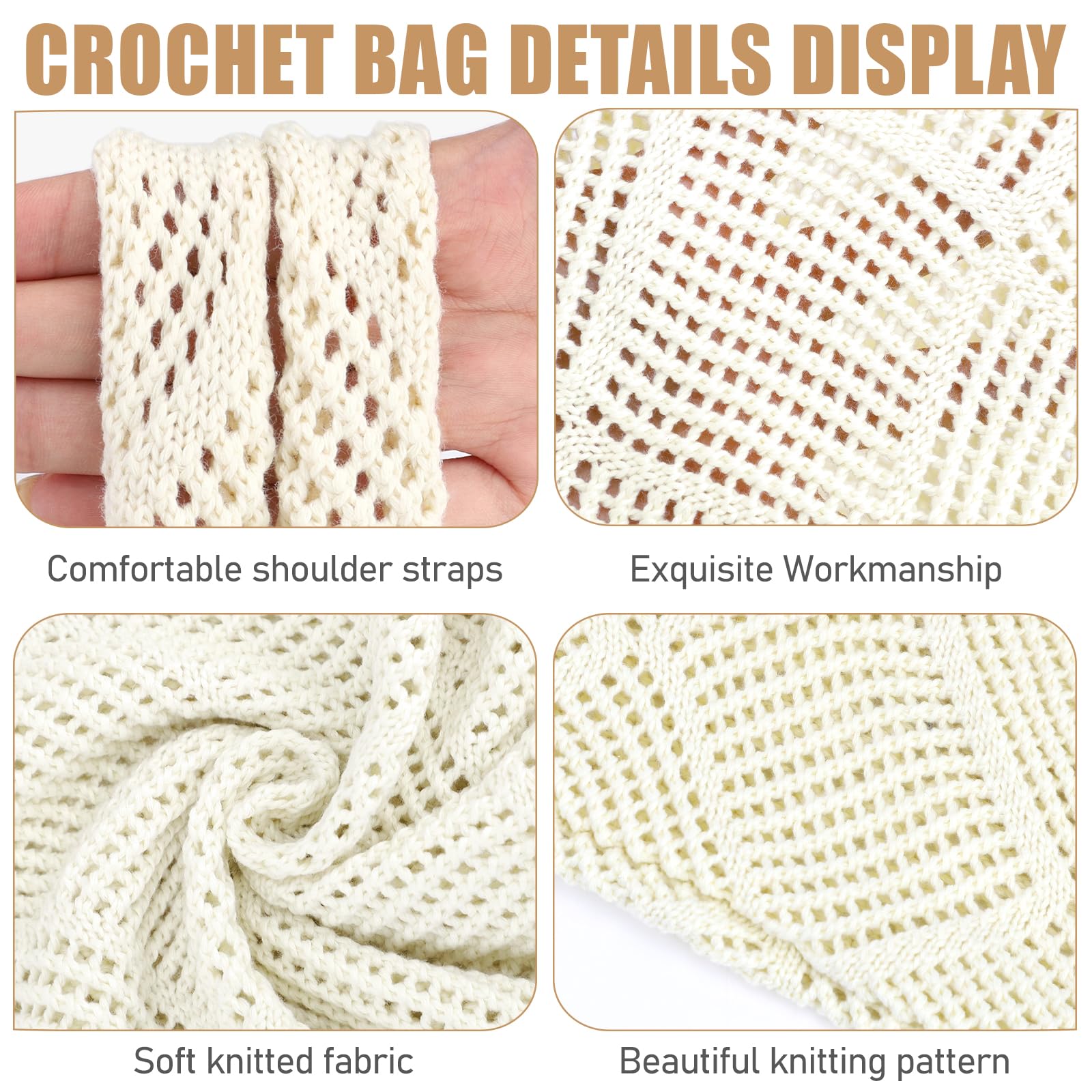 HATISAN Women's Crochet Beach Tote Bag - Handmade Bohemian Knit Purse for Summer, Travel & Shopping | Stylish Hippie Shoulder Bag for Beach Outings, Picnics & Festival Fashion