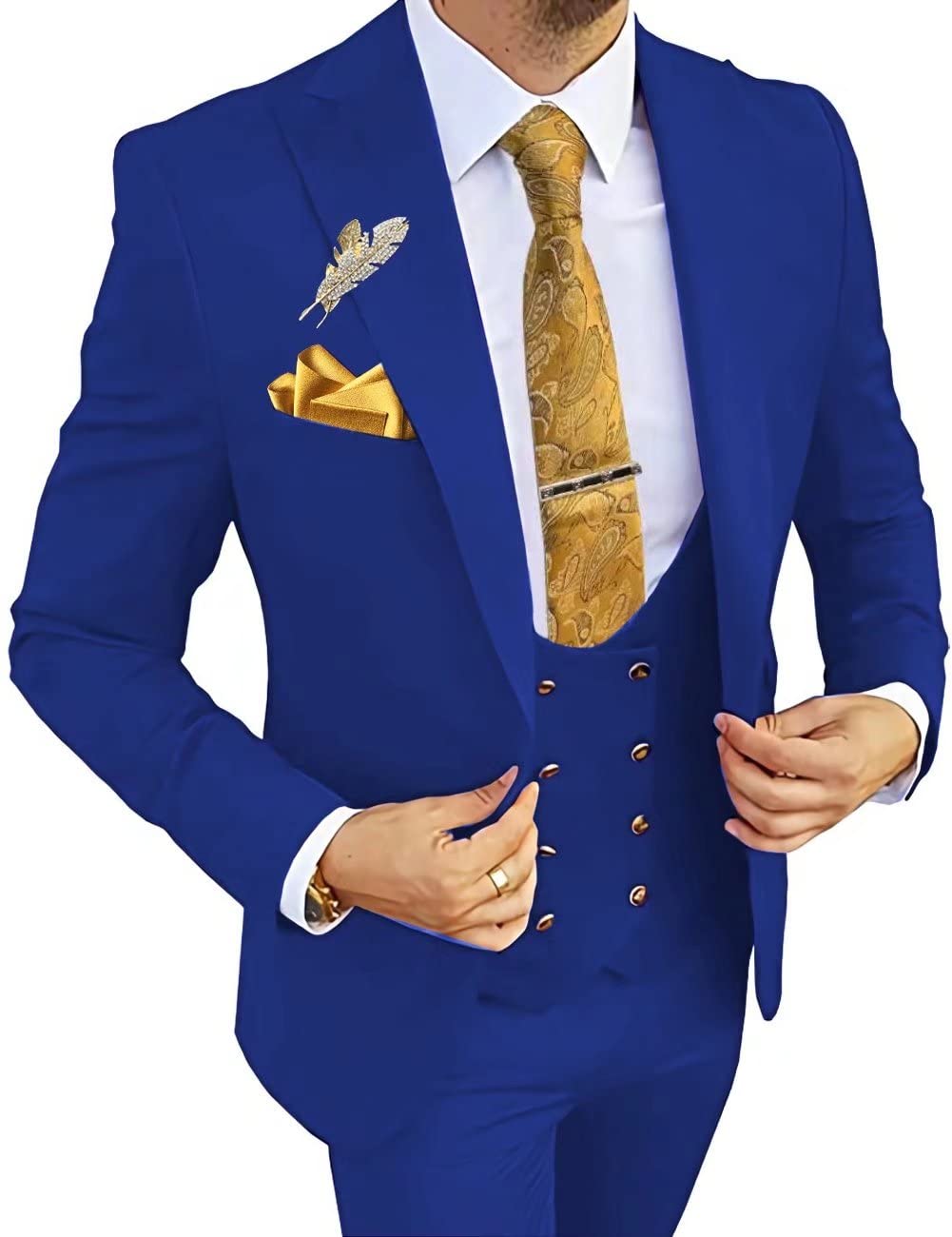 3 Piece Slim Fit Wedding Suit for Men - Tuxedo Blazer Vest & Pants Set - Formal Prom Suits for Groom, Groomsmen & Special Occasions - Perfect for Weddings, Proms & Black Tie Events