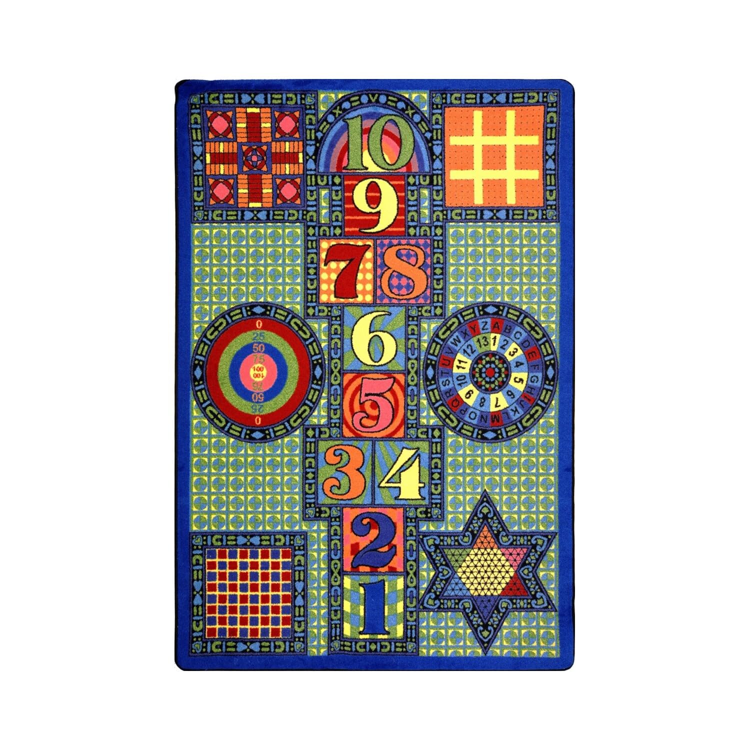 Joy Carpets Games Galore Kids Playroom Rug - Multi-Color 5'4