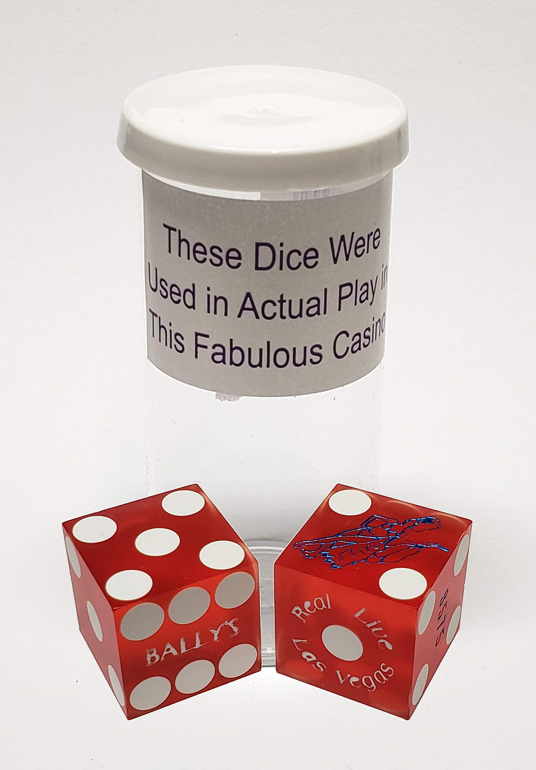 19mm Professional Casino Craps Dice Pair with Matching Serial Numbers - Authentic Las Vegas Bally's Red Frosted Dice for Casino Games, Gambling, and Tabletop Gaming - Perfect for Casino Night, Home Game Sets, and Collectors