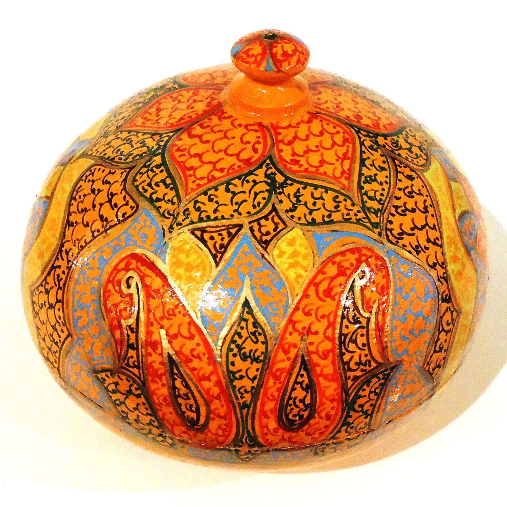 Handmade Orange Papier Mache Storage Box - Medium Size for Home Decor, Jewelry Organizer & Gift Packaging