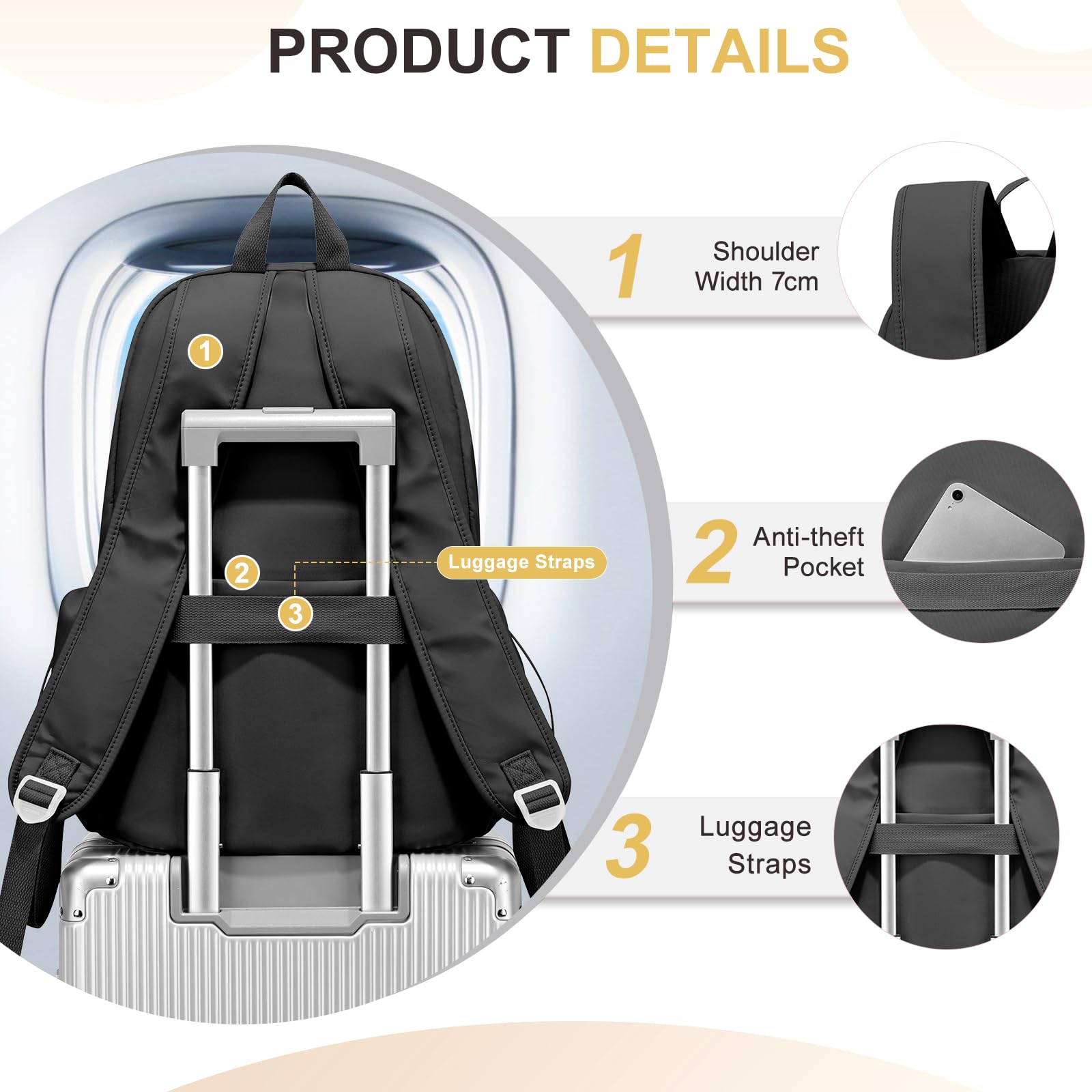 Weradar Waterproof Black Backpack for School, College, Travel - Lightweight & Durable Casual Bookbag for Women & Men - Perfect for Middle School, Work, Commuting & Outdoor Activities