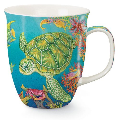 Handmade Ceramic Coffee Mug with Swimming Sea Turtle Design - Perfect for Tea, Hot Drinks & Gifts - Ideal for Home, Office & Beach Lovers