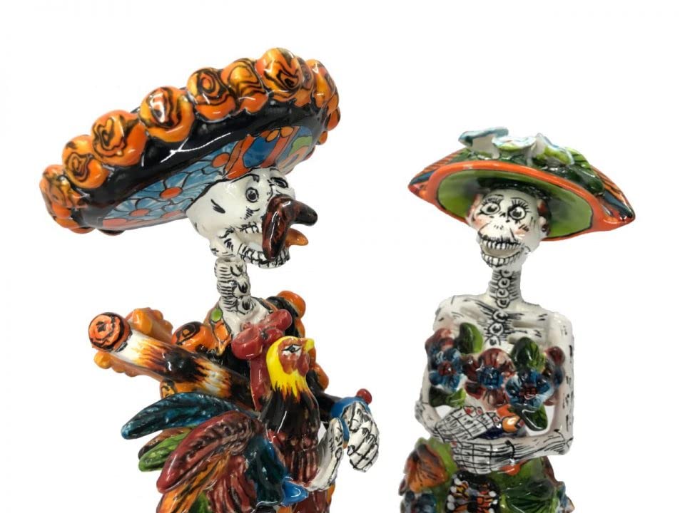 Authentic La Catrina Ceramic Figurines - Handcrafted Mexican Day of the Dead Decor - Perfect for Home Altars, Halloween Decorations & Cultural Displays