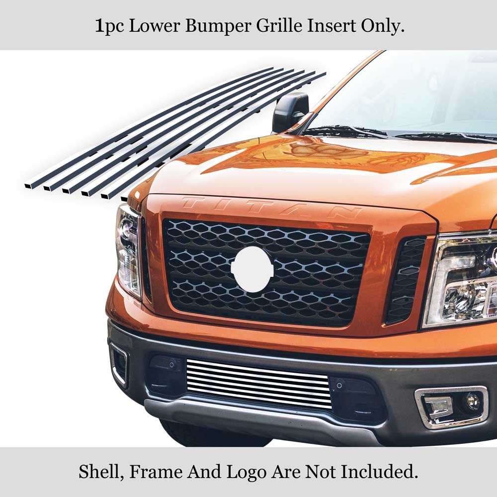 Premium Stainless Steel Chrome Billet Grille Insert for 2016-2019 Nissan Titan Lower Bumper - N19-A69366N - Durable & Stylish Upgrade for Truck Exterior