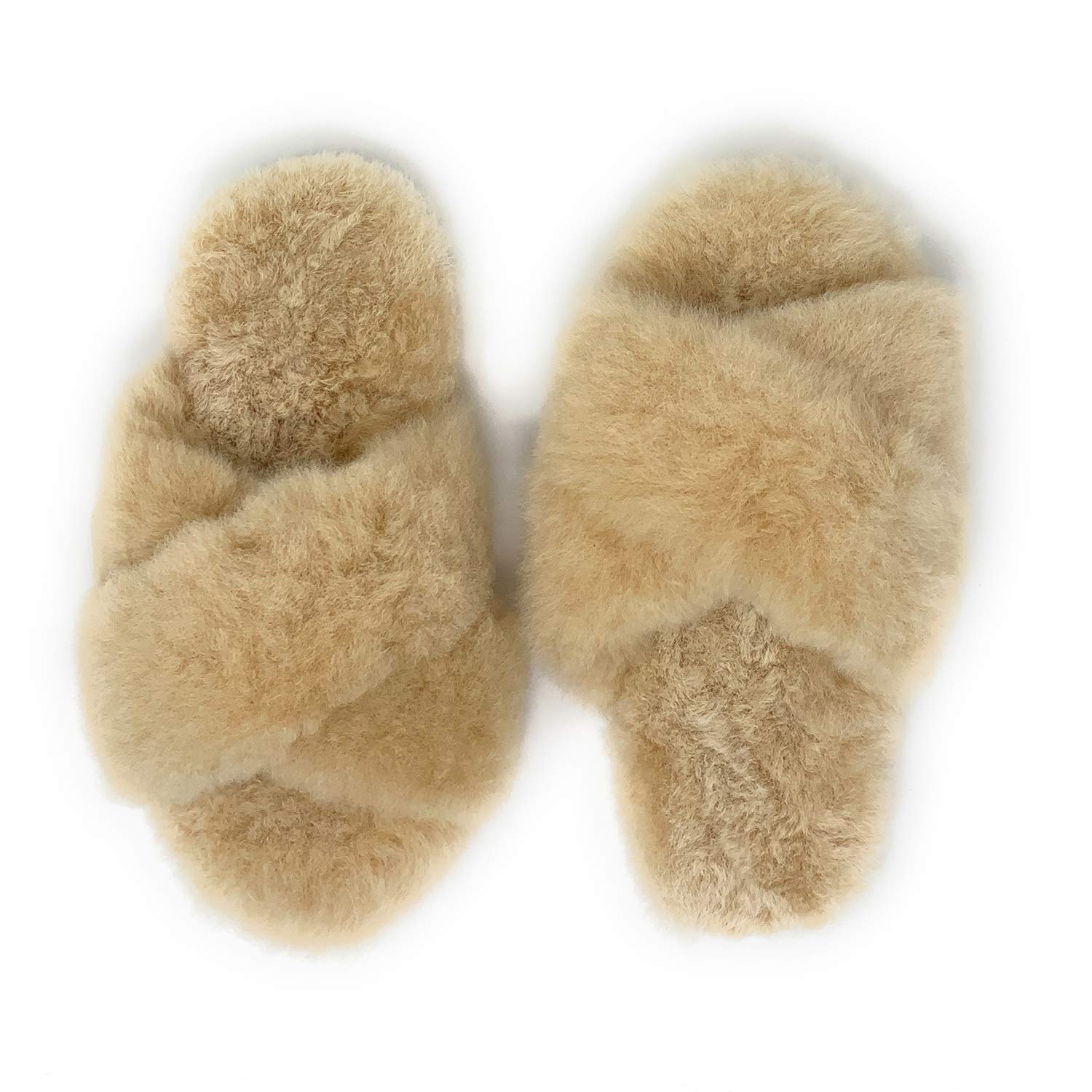 Crisscross Alpaca Slippers - Ultra Soft & Plush 100% Alpaca Wool Fleece Indoor House Shoes for Women & Men | Cozy Winter Homewear & Spa Relaxation