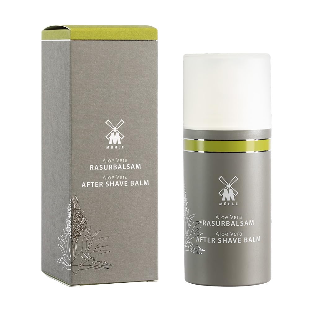 MÜHLE Shaving Essentials Bundle - Natural Alum Stone Styptic Pencil, Aloe Vera Aftershave Balm (100ml) & Shaving Cream (75ml) | Luxury Men's Grooming Kit for Sensitive Skin | Perfect for Travel & Daily Shaving Routine