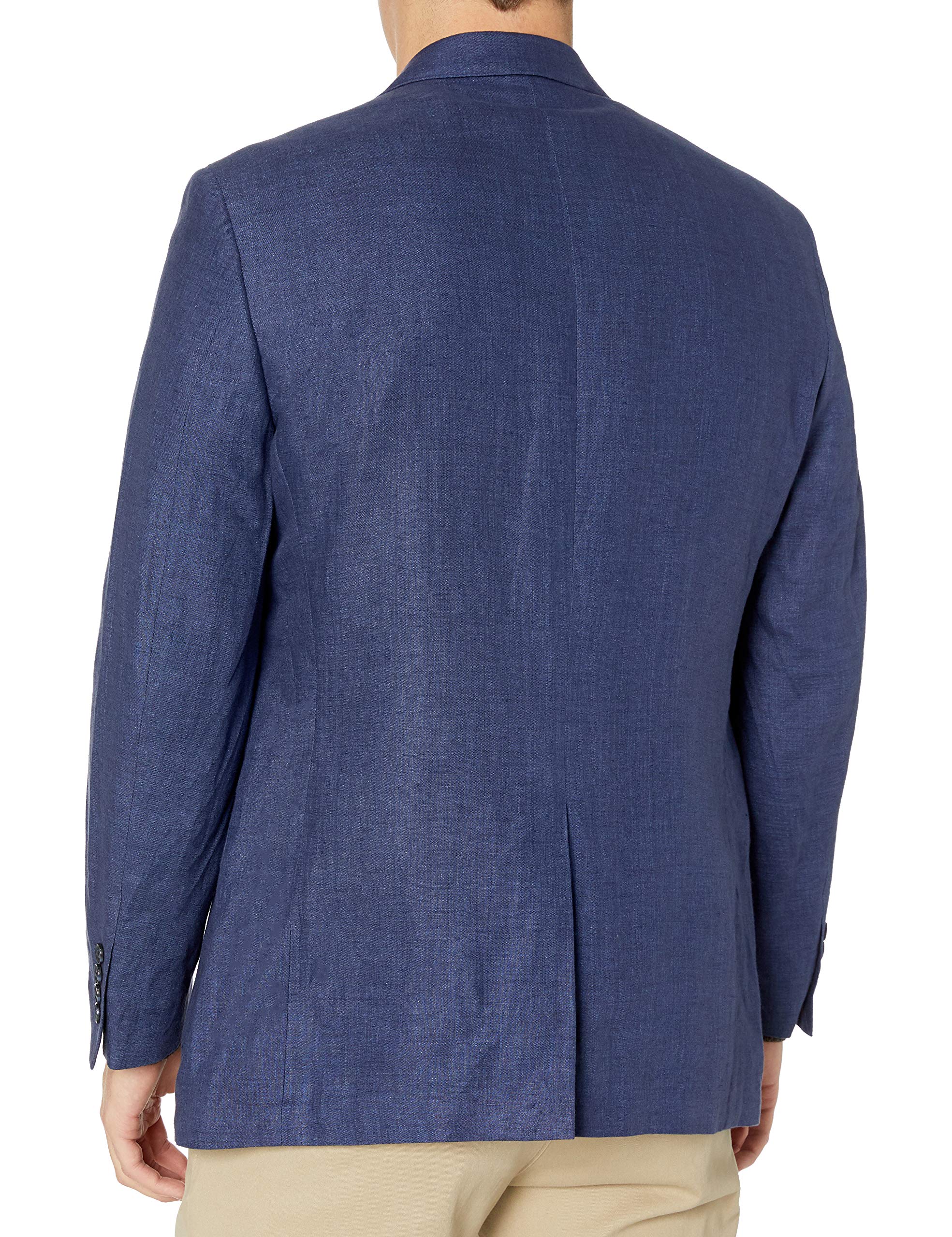 Palm Beach Men's Bradley 100% Delave Indigo Linen Coat - Lightweight Summer Blazer for Casual Outings & Beach Weddings