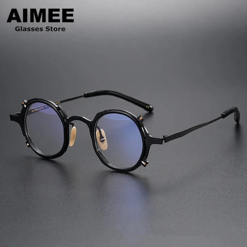 Aimee Unisex Full Rim Round Titanium Acetate Eyeglasses 4483 - Lightweight & Durable Frame for Men & Women - Perfect for Reading, Work & Fashion Accessories