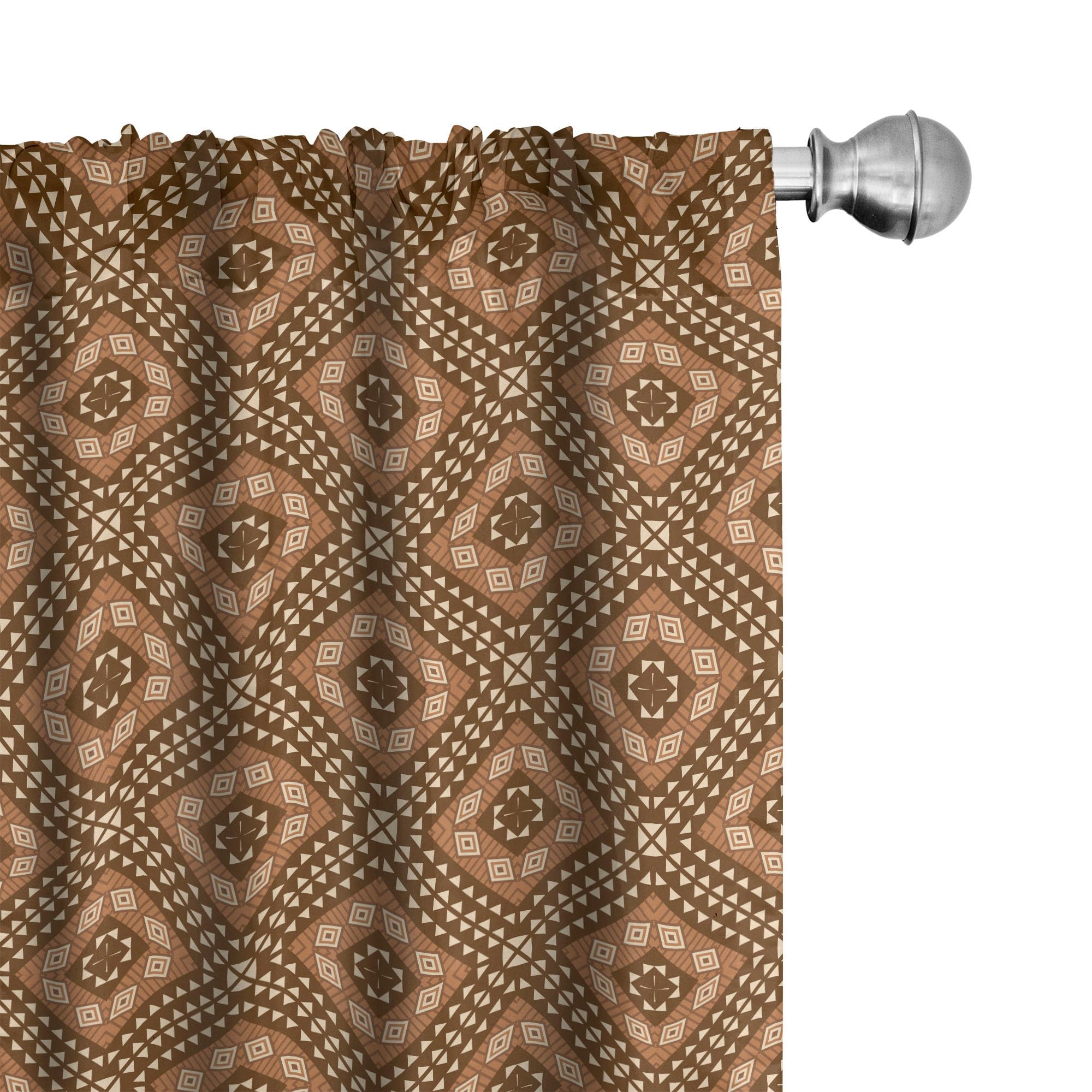 Ambesonne Kente Pattern Curtains - Traditional African Motifs in Brown Shades, 2 Panel Set (28x84 Inches) for Living Room & Bedroom - Lightweight Window Treatments for Home Decor & Cultural Style