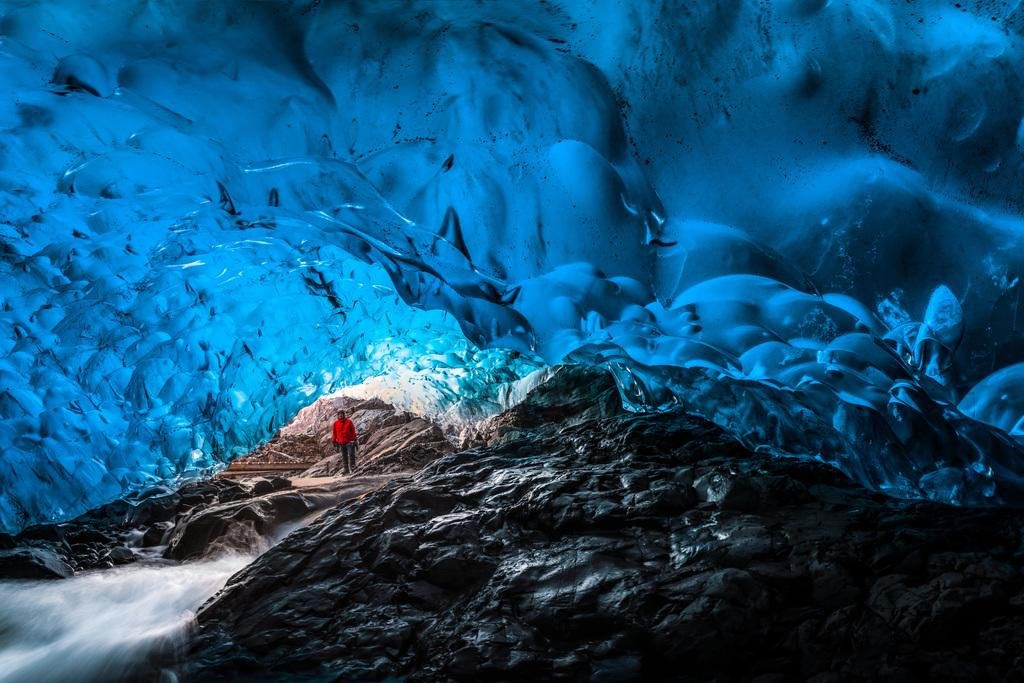 Iceland Ice Cave Photo - Cool Wall Art Print Poster 16x24 - Perfect for Living Room, Bedroom & Office Decor