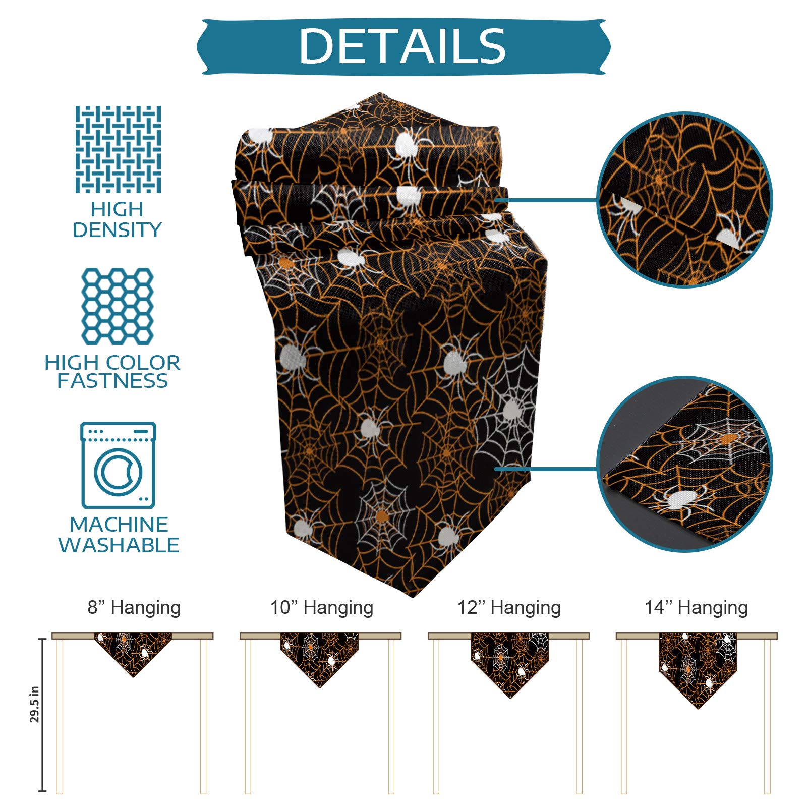 120-Inch Halloween Orange Spider Web Table Runner - Non-Slip Washable Farmhouse Dining Decor for Holiday, Party & Wedding | Perfect for Halloween Decorations, Thanksgiving Table Setting & Christmas Dinner Centerpiece