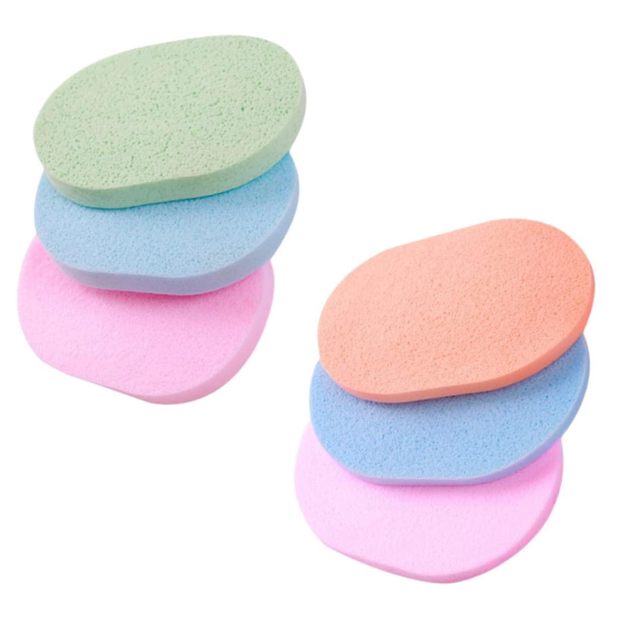 Healeved 6-Pack Soft Cleansing Powder Puff & Seaweed Sponge Set - Gentle Exfoliating Makeup Blender for Flawless Skin Application (Perfect for Daily Beauty Routine & Travel)