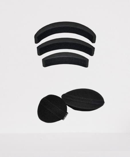 LOCANS 5-Piece Hair Accessories Set - 2 Oval Hair Puff Volumizers & 3 Banana Bumpits Hair Stylers for Volume & Updos (Black) | Perfect for Weddings, Parties & Everyday Hairstyles