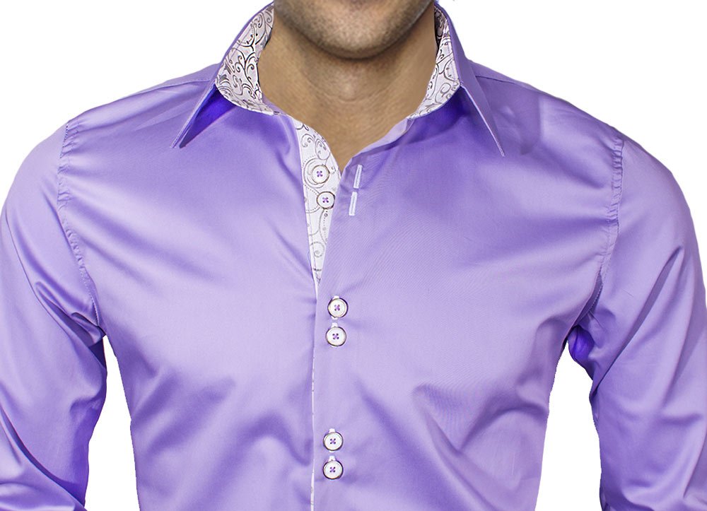 Stylish Light Purple & White Metallic Designer Dress Shirt | Premium Quality Made in USA | Perfect for Business Meetings, Weddings & Formal Events