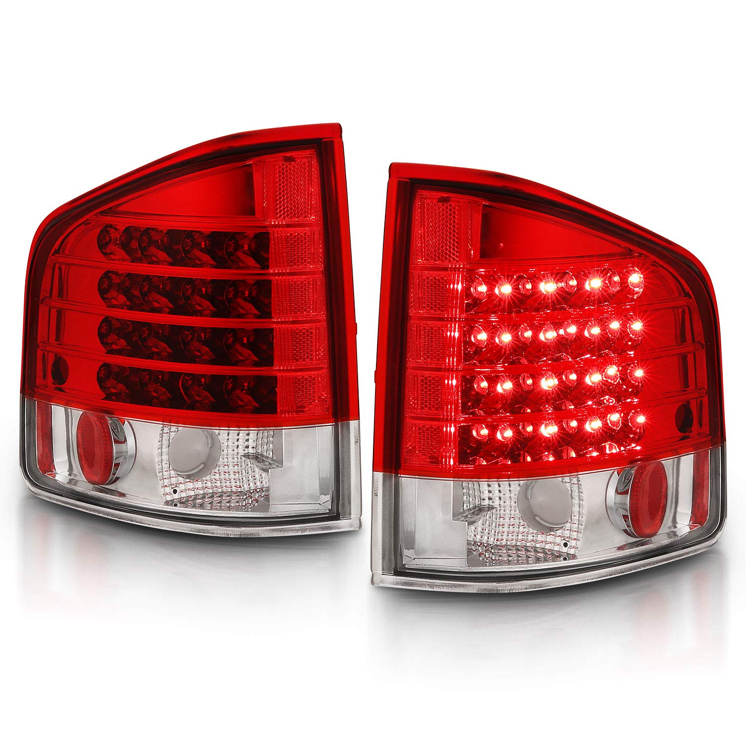 AmeriLite Red/Clear LED Replacement Brake Tail Lights Set for Chevy S-10 & GMC Sonoma - Left & Right Side - Durable & Bright LED Lights for Improved Safety & Night Visibility