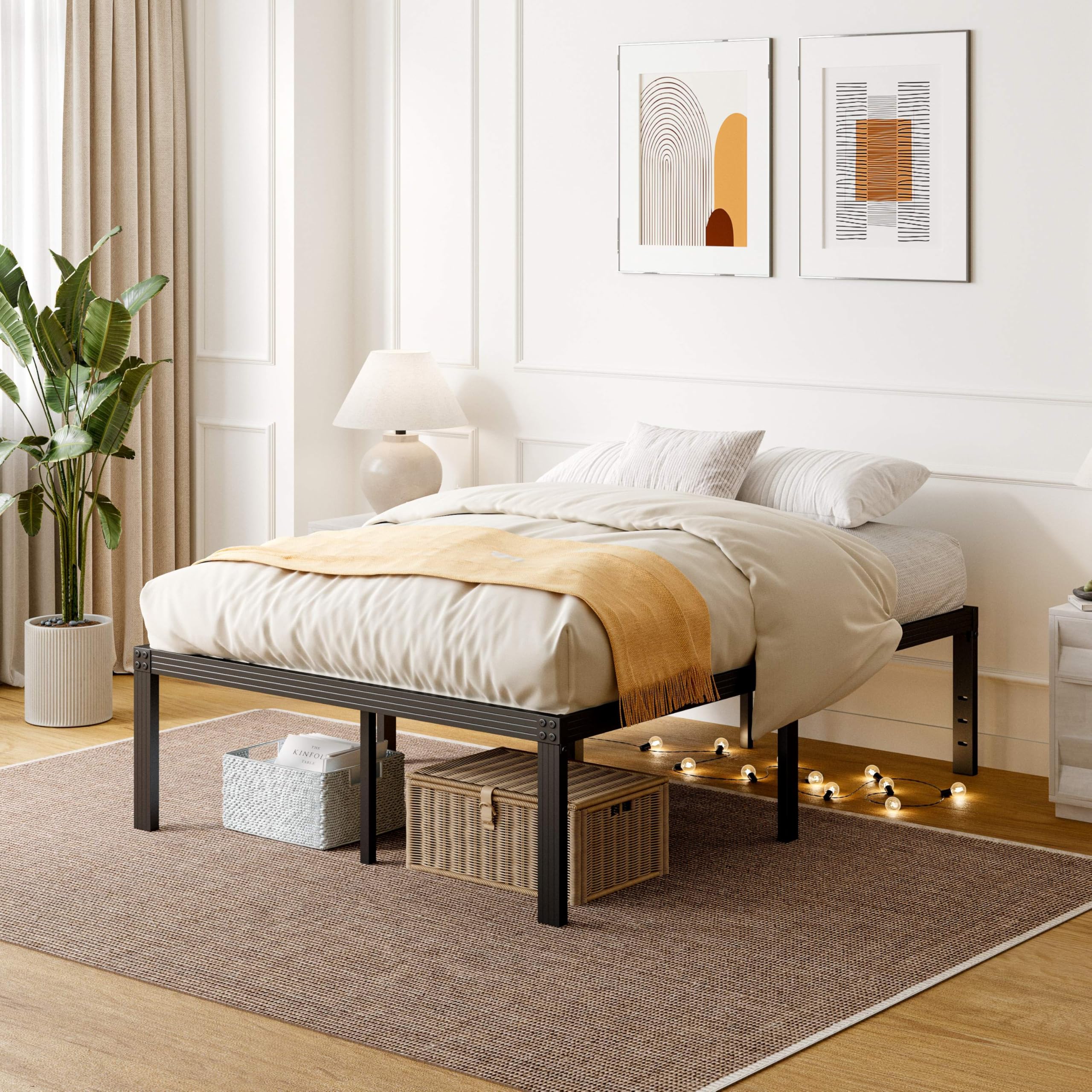 ZIYOO Full Size Bed Frame - 18 Inch Heavy Duty Platform Bed with 3500lbs Steel Slats | No Box Spring Needed, Non-Slip Design, Easy Assembly & Noise Free | Under Bed Storage Space (Black) - Perfect for Small Bedrooms, Guest Rooms & Dormitories