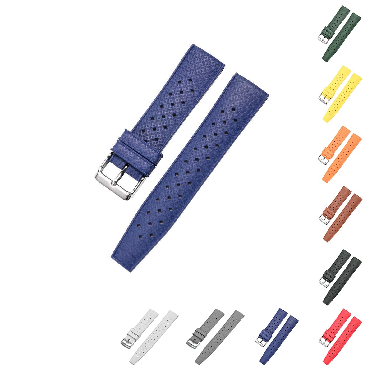 Quick Release Tropical Rubber Watch Band with Buckle - 20mm & 22mm Vintage Replacement Strap in Multiple Colors | Durable & Comfortable for Swimming, Diving & Everyday Wear