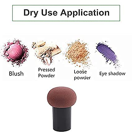 MH Collection Foundation Powder Puff - Premium Cosmetic Sponges & Mushroom Makeup Brushes - Blender Sponge Face Brush with Handle Case for Liquid, Cream, Powder (Brown) - Perfect for Professional Makeup Application & On-The-Go Touch Ups