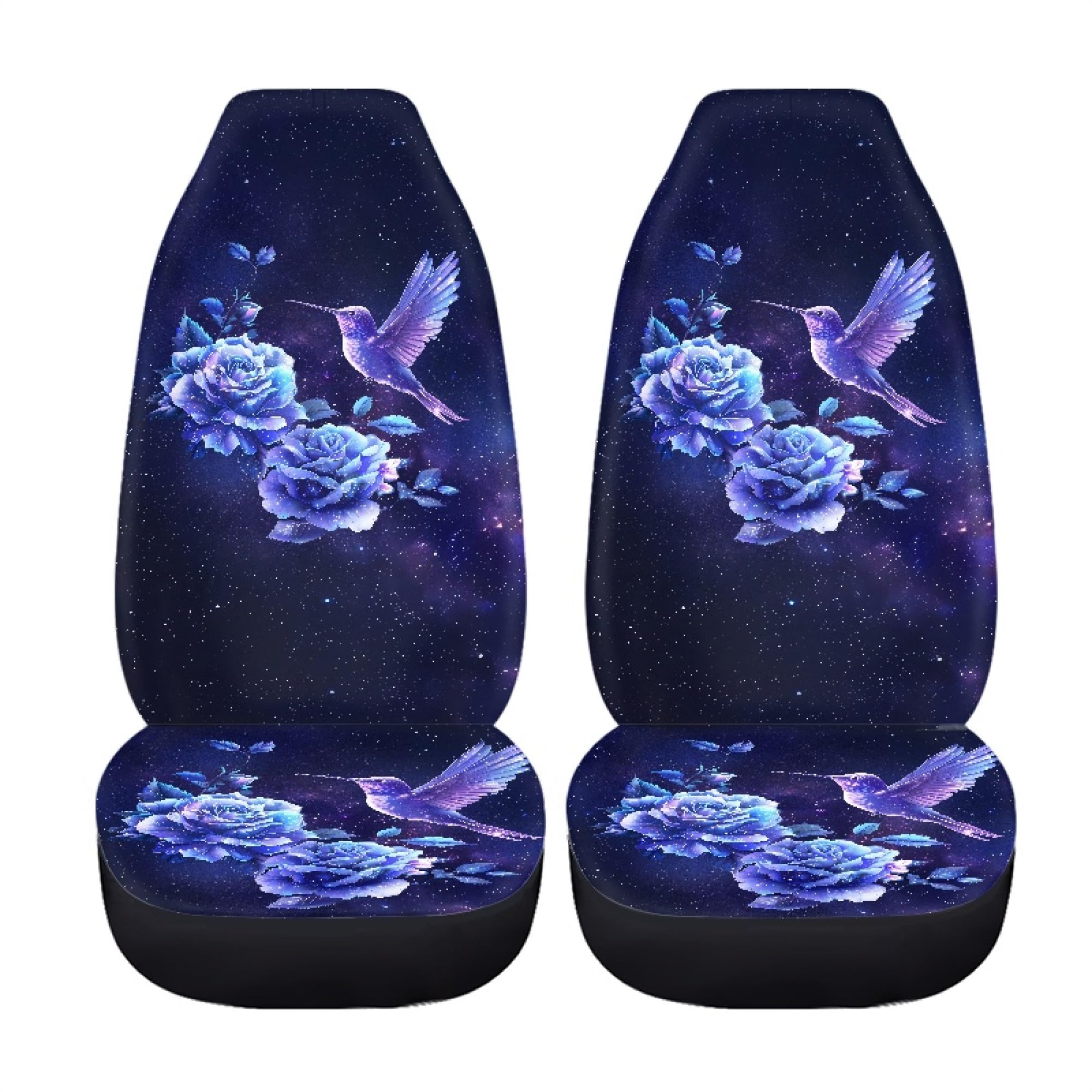 Belidome Hummingbird Car Seat Covers Full Set - 4PC (2 Front + 2 Back) Stretchable Protective Cushion for Women | Soft Comfort Auto Accessories & Interior Decor | Perfect for Daily Commute, Road Trips & Car Protection