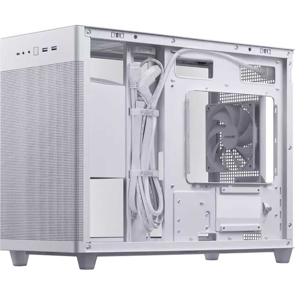 ASUS Prime AP201 White Micro-ATX PC Case with Tempered Glass & USB Type-C Port - Compact Gaming & Home Office Computer Build