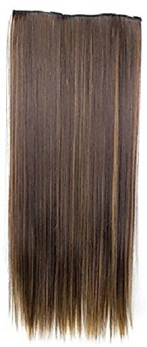 Shivarth 16-18 Inch Straight Synthetic Hair Extensions with 5 Clips - Golden Highlight, Quick & Easy Installation for Adults, Durable & Portable | Perfect for Parties, Cosplay & Daily Styling