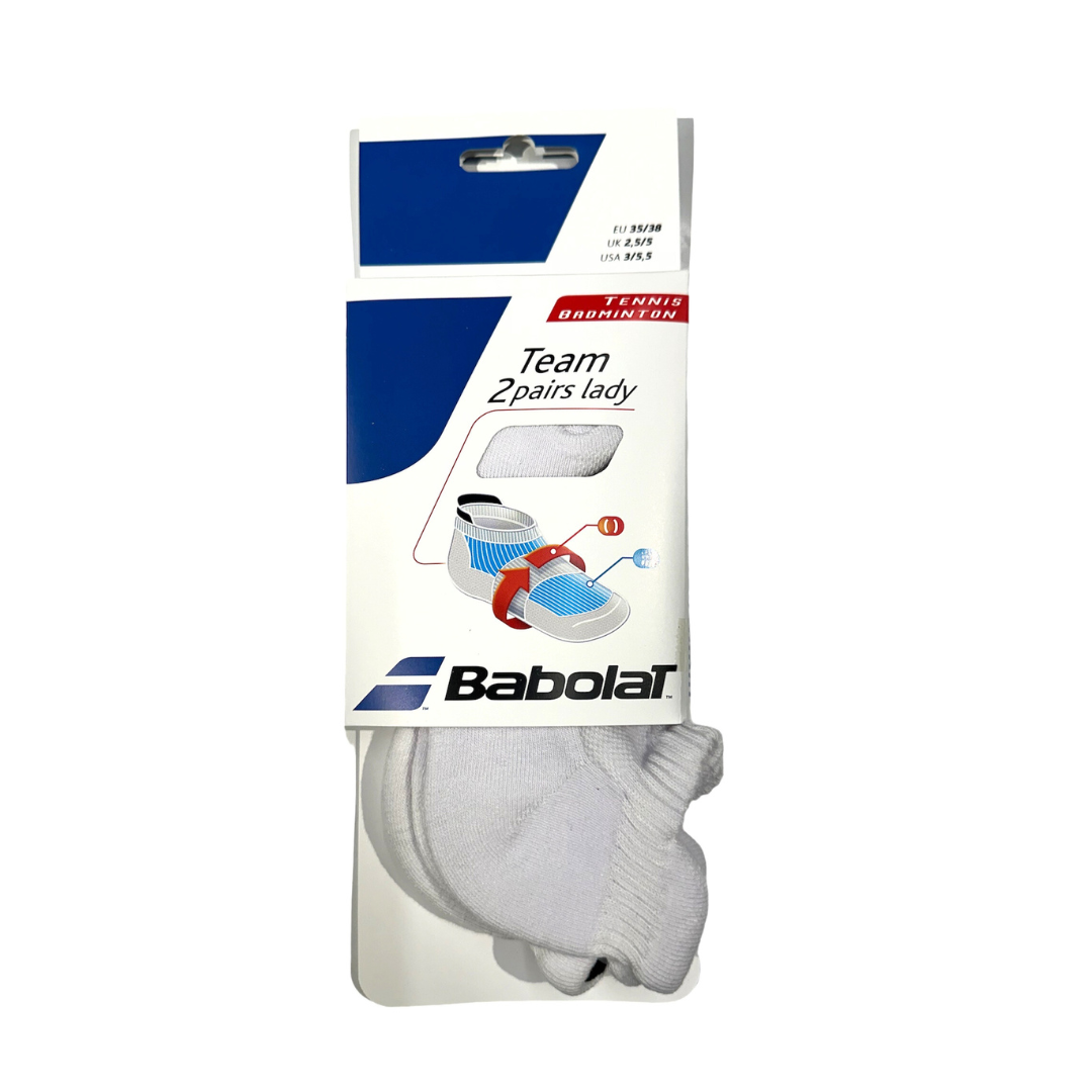 Babolat Team 2 Pairs White Tennis Socks for Men & Women - Comfortable Sports Socks for Running, Gym & Athletic Performance
