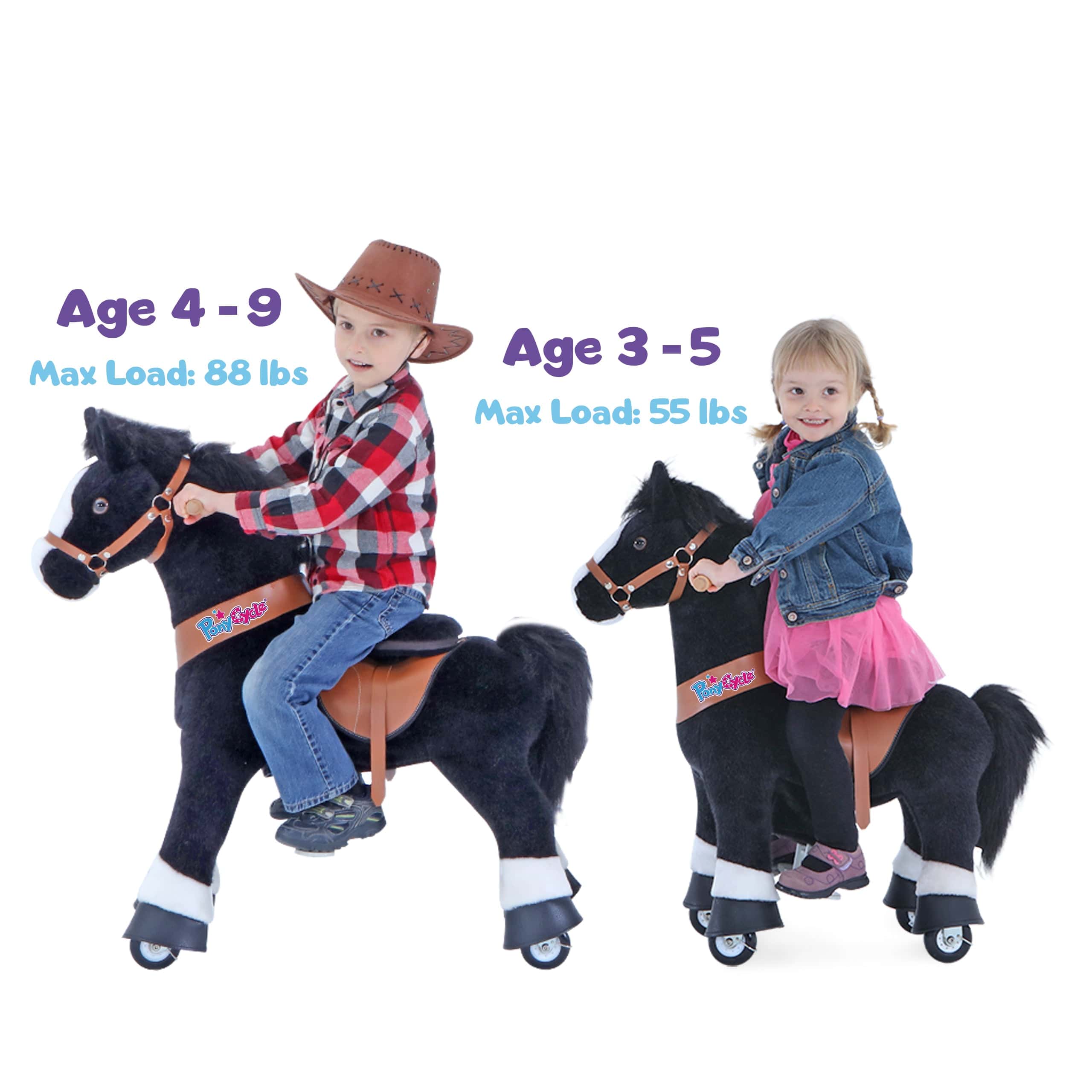 Ponycycle Ride-On Toy for Kids Ages 4-8 | Medium Size | Interactive Rocking Horse for Indoor & Outdoor Play | Perfect Birthday Gift for Boys & Girls