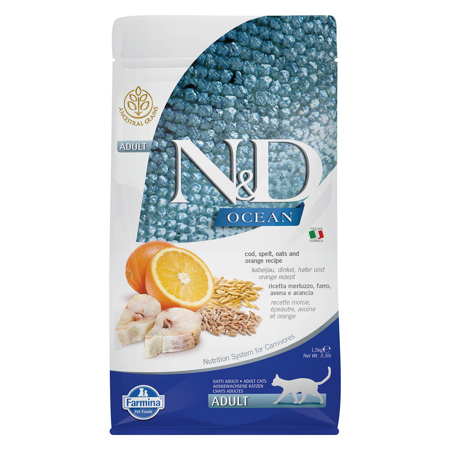 Premium Cod, Spelt, Oats & Orange Flavored Adult Dog Food - High Protein Grain-Free Dry Kibble for Medium & Large Breed Dogs - Perfect for Active Dogs & Daily Nutrition