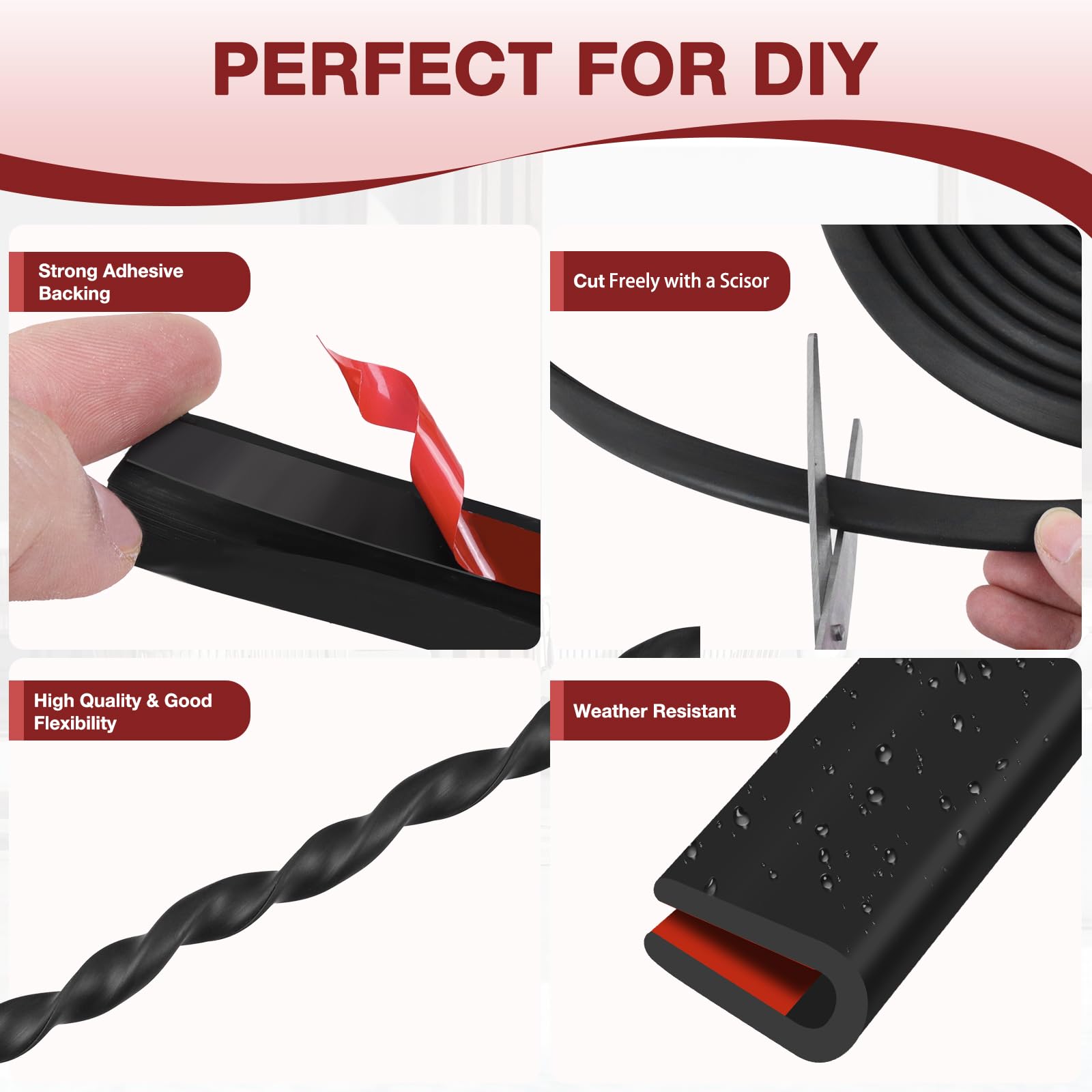 Self-Adhesive Rubber Edge Trim U Channel Seal Strip (1/8
