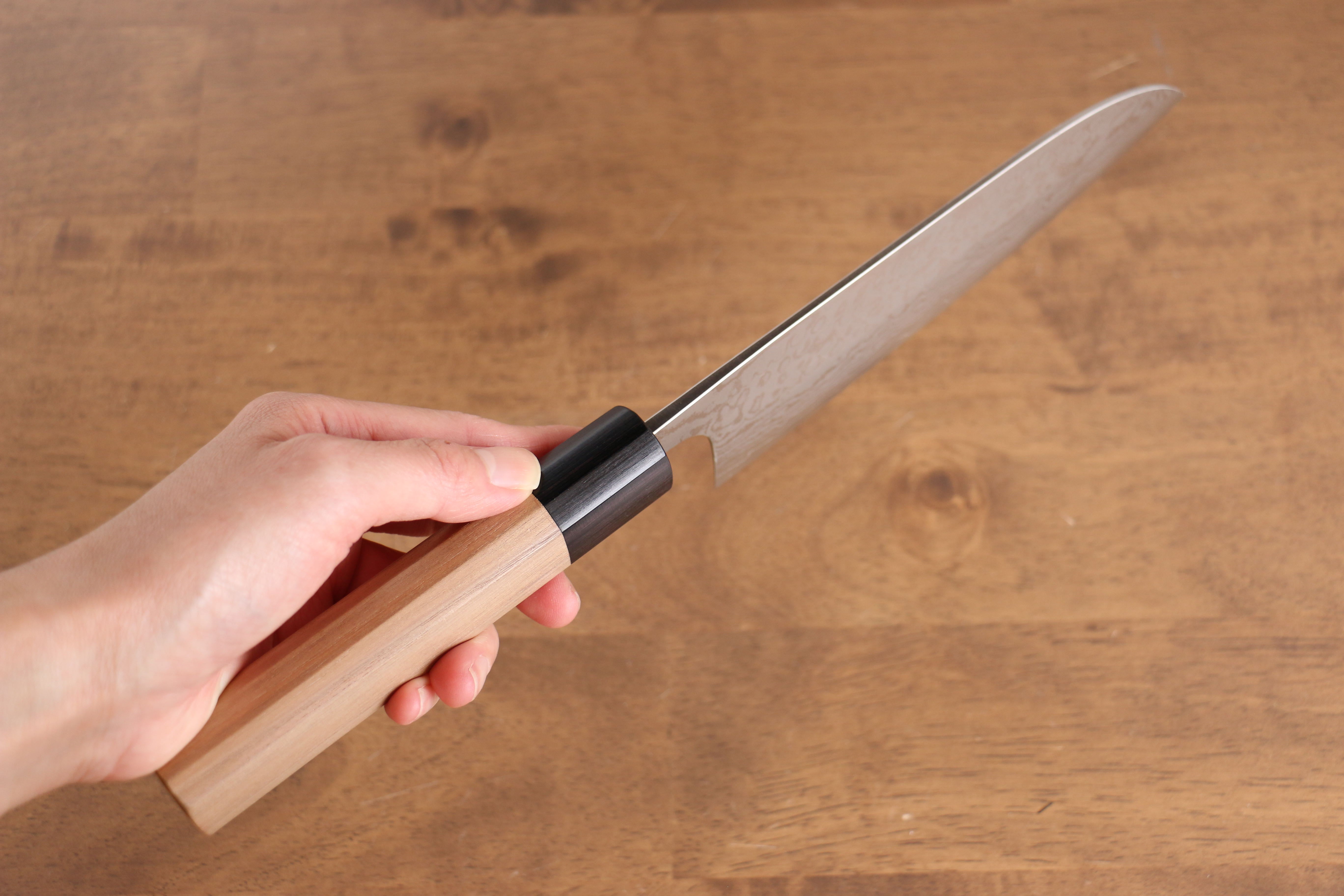 Premium Nao Yamamoto VG10 Damascus Santoku Knife 165mm - Japanese Chef Knife with Walnut Handle - Perfect for Slicing, Dicing & Chopping Vegetables, Meat & Fish