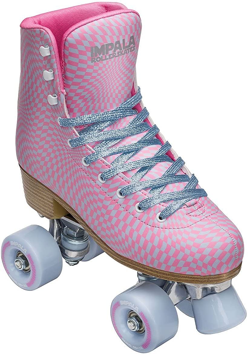 Impala Sidewalk Skates - Wavy Check Roller Skates for Women & Men - Outdoor & Indoor Skating, Rink, Fitness, Street Style - Quad Roller Skates with Comfortable Boot & Durable Wheels