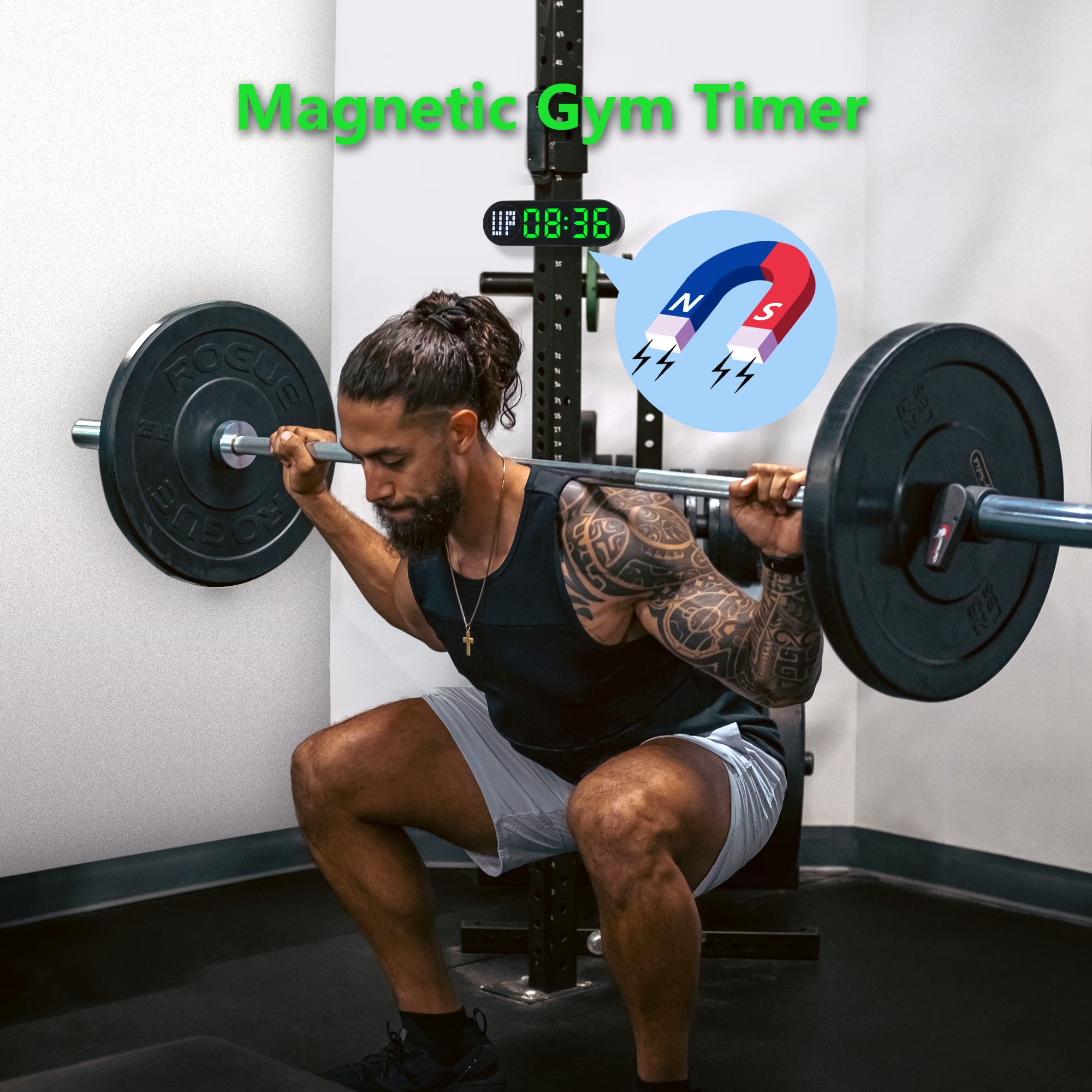 Portable Gym Timer with Time Progress Bar - Interval Timer for HIIT, Tabata, EMOM, Boxing Workouts - Rechargeable Battery Powered for Home & Gym Use - Perfect for CrossFit, Fitness Training & Martial Arts