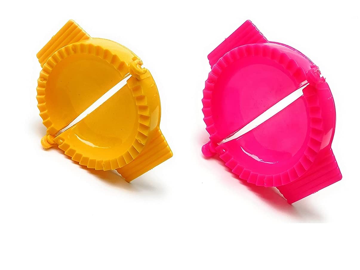 A2S Plastic Gujiya Maker (Pack of 2) - Multicolor Gujiya Mould for Indian Sweets - Perfect for Diwali, Holi & Festive Cooking