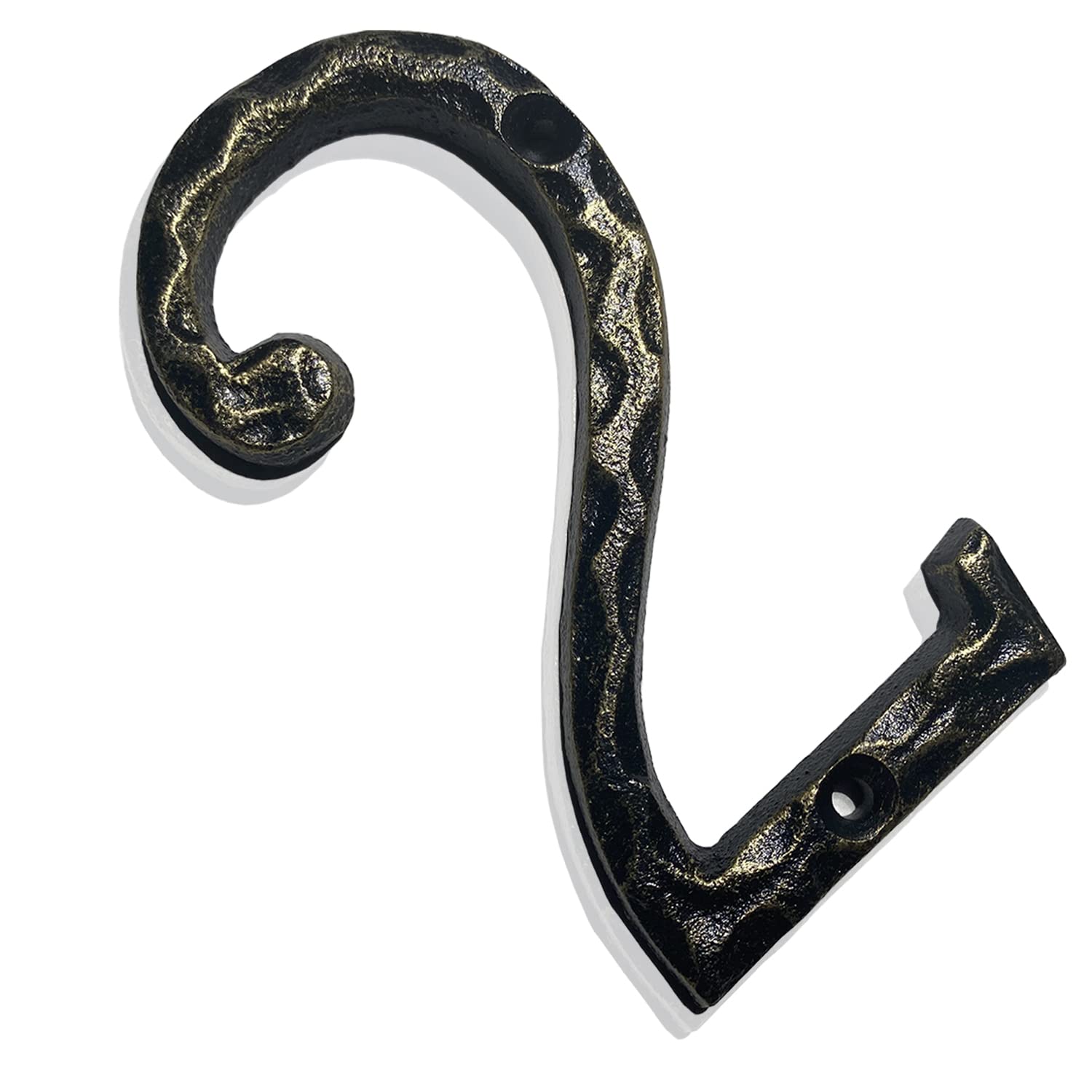 5.6 Inch Cast Iron Hammered House Numbers - Rustic Brass Mailbox Address Plaque for Home, Porch, and Garden Decor (Number 2)