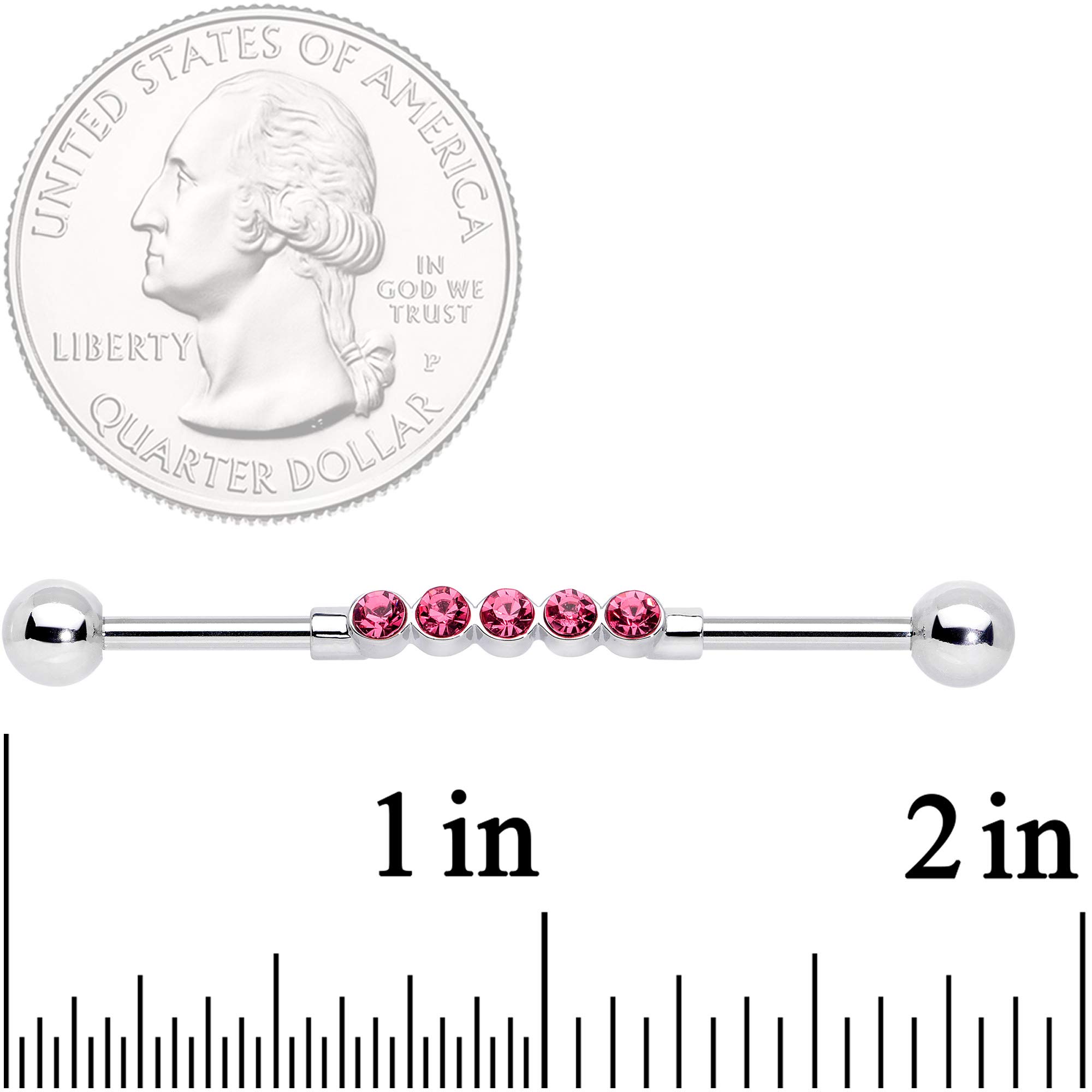 Body Candy Women's 14G Stainless Steel Helix Cartilage Earring Quintuplet Industrial Project Barbell (1 1/2