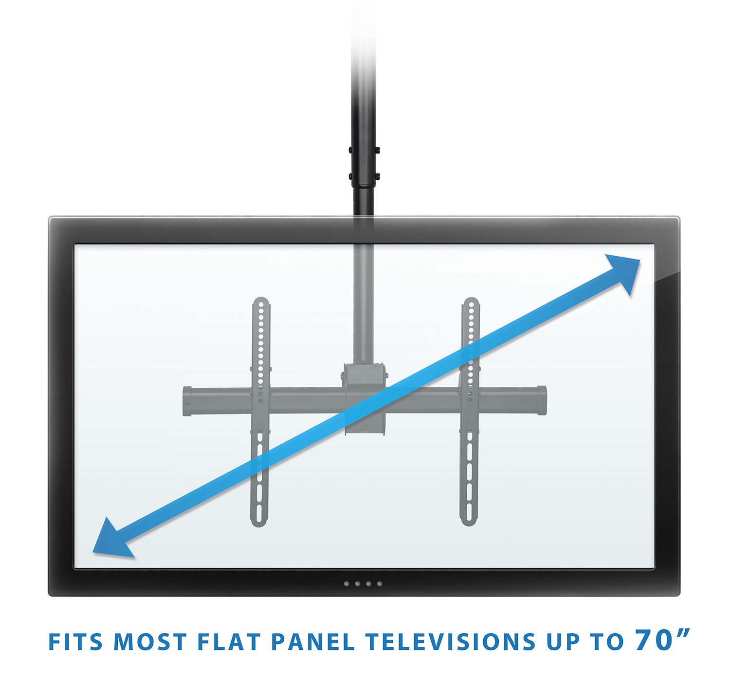 Mount-It MI-509L Black Ceiling TV Mount for 40-70 Inch Flat Screen TVs - Adjustable Height, Tilt & Swivel Bracket with VESA 600x400 Support - Perfect for Vaulted Ceilings in Living Rooms, Bedrooms & Home Theaters