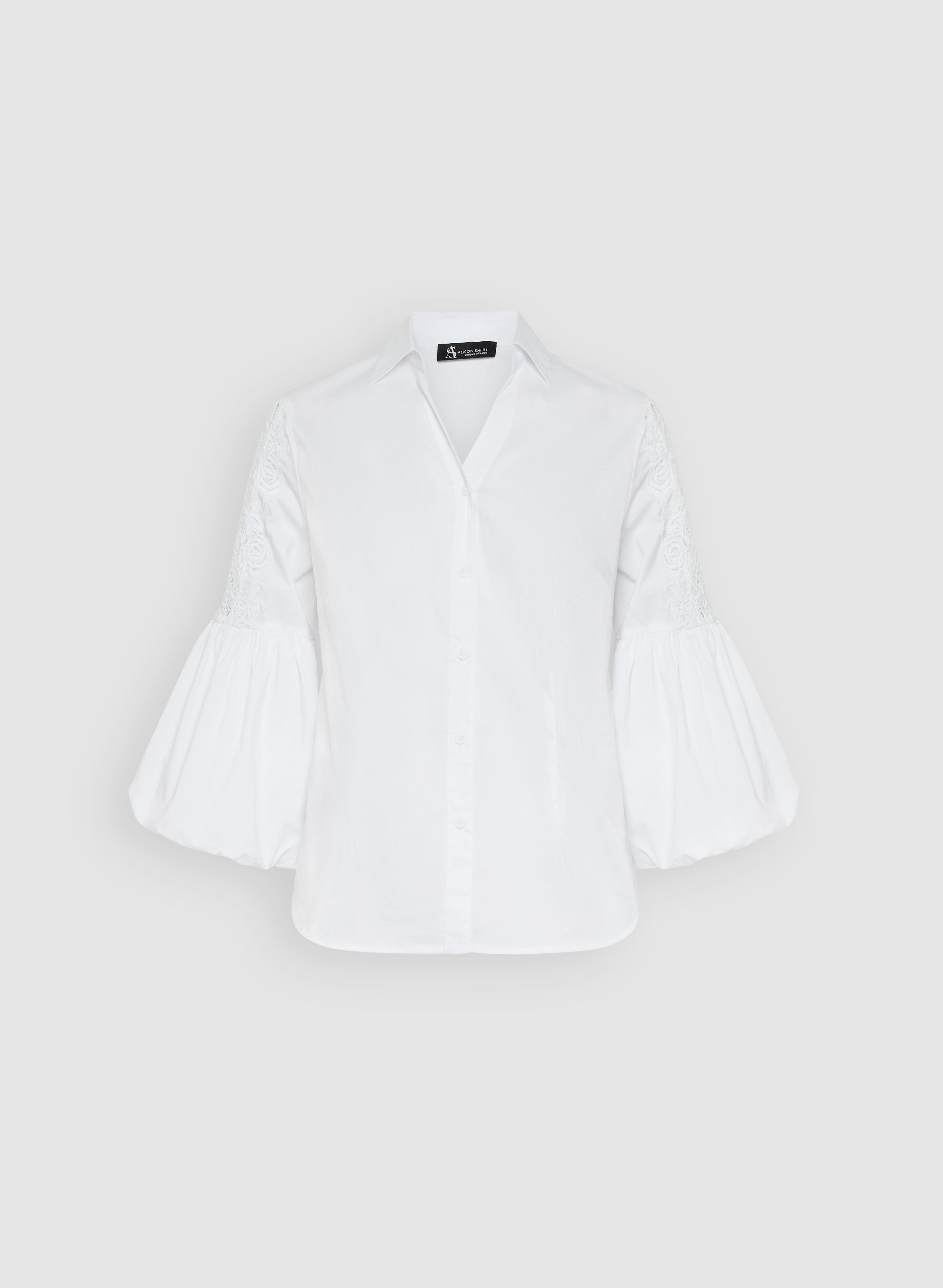 Embroidered Trim Blouse for Women - Elegant Floral Lace Top - Perfect for Office, Party & Special Occasions