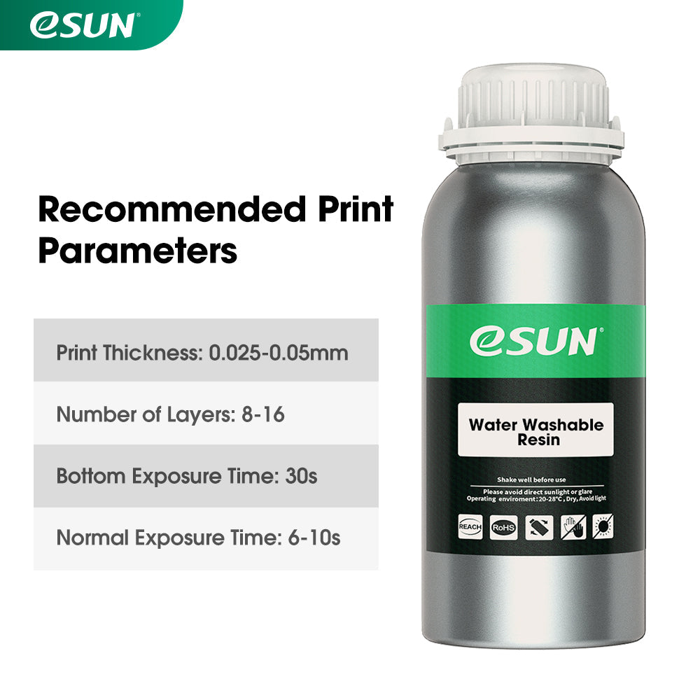 ESUN Water Washable Resin 500g - High-Quality LCD 3D Printer Resin, Fast Curing & Low Odor (Multiple Colors) - Perfect for Miniatures, Jewelry, and Dental Models