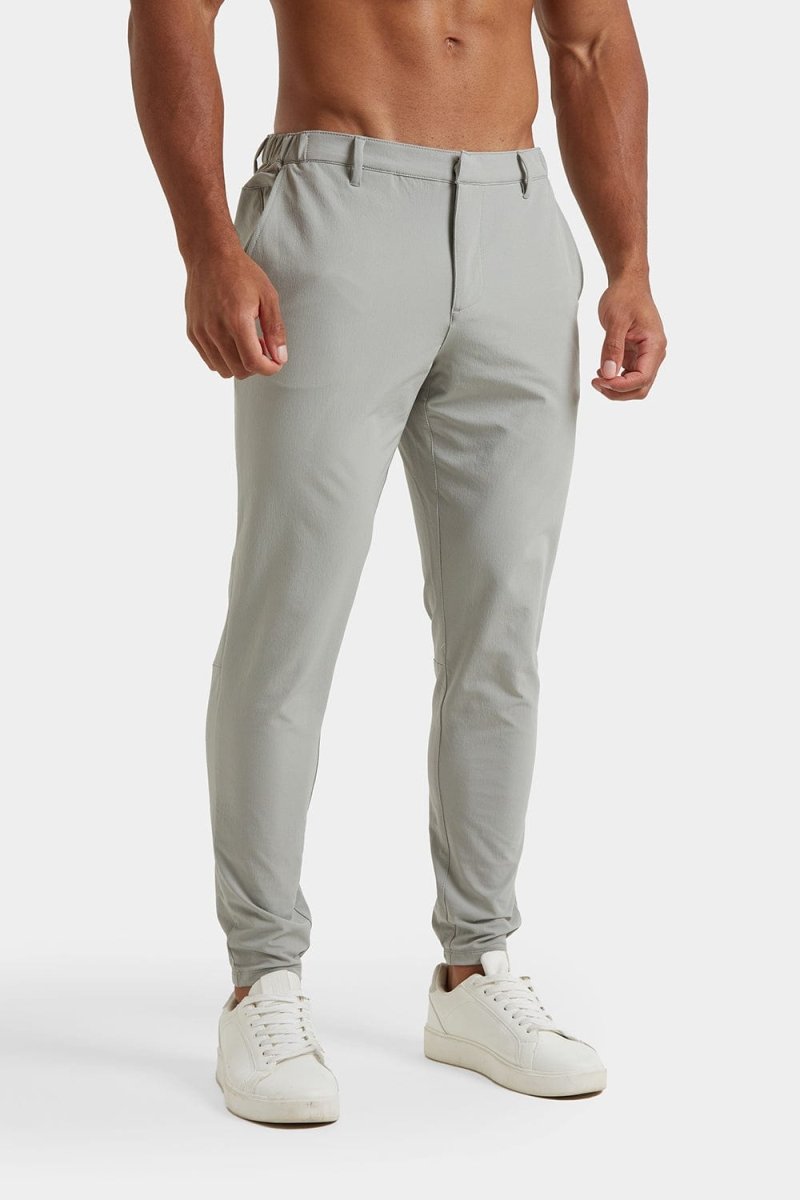 Soft Grey Everyday Tech Pants for Men - Comfortable Stretch Travel & Work Pants with Moisture Wicking - Perfect for Office, Commuting & Outdoor Activities