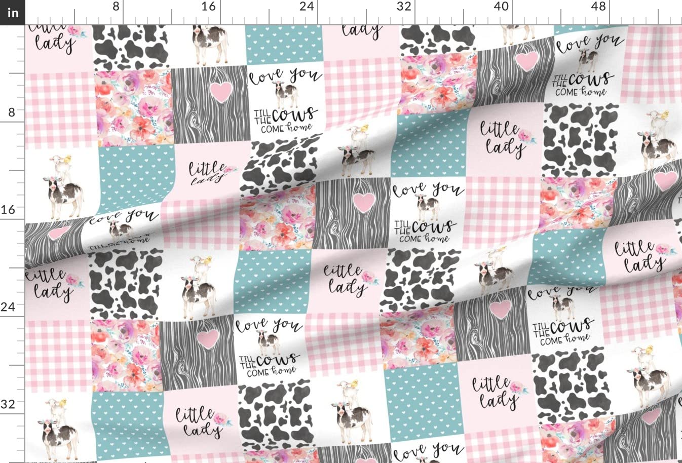 Farm Life Cows Animals Cheater Quilt Fabric - Soft Minky Printed Fabric by The Yard for Baby Blankets, Quilt Backing & Sewing Projects - Perfect for Nursery Decor, DIY Baby Gifts & Plush Toys