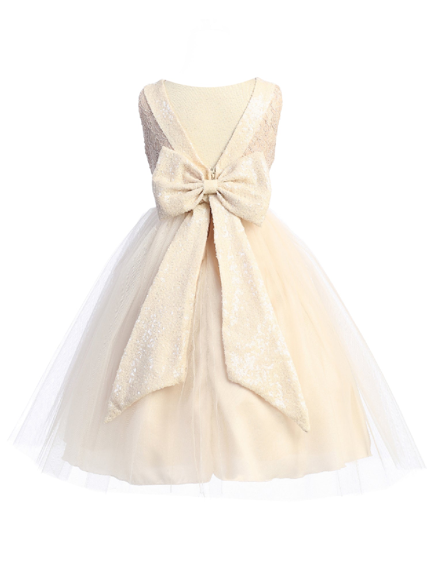Elegant Lace Sequin V-Back Junior Bridesmaid Dress for Plus Size Teens - Big Girls Blush (Sizes 14.5-20.5) | Perfect for Weddings, Proms & Special Occasions