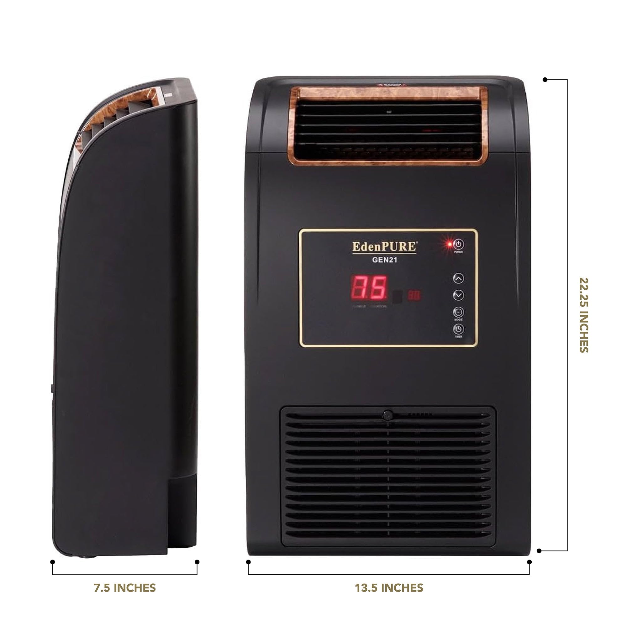 EdenPURE GEN21 Wall-Hugger Infrared Space Heater & Cooler - 1500W Energy Efficient Heating & Cooling - Perfect for Bedrooms, Offices & Small Spaces