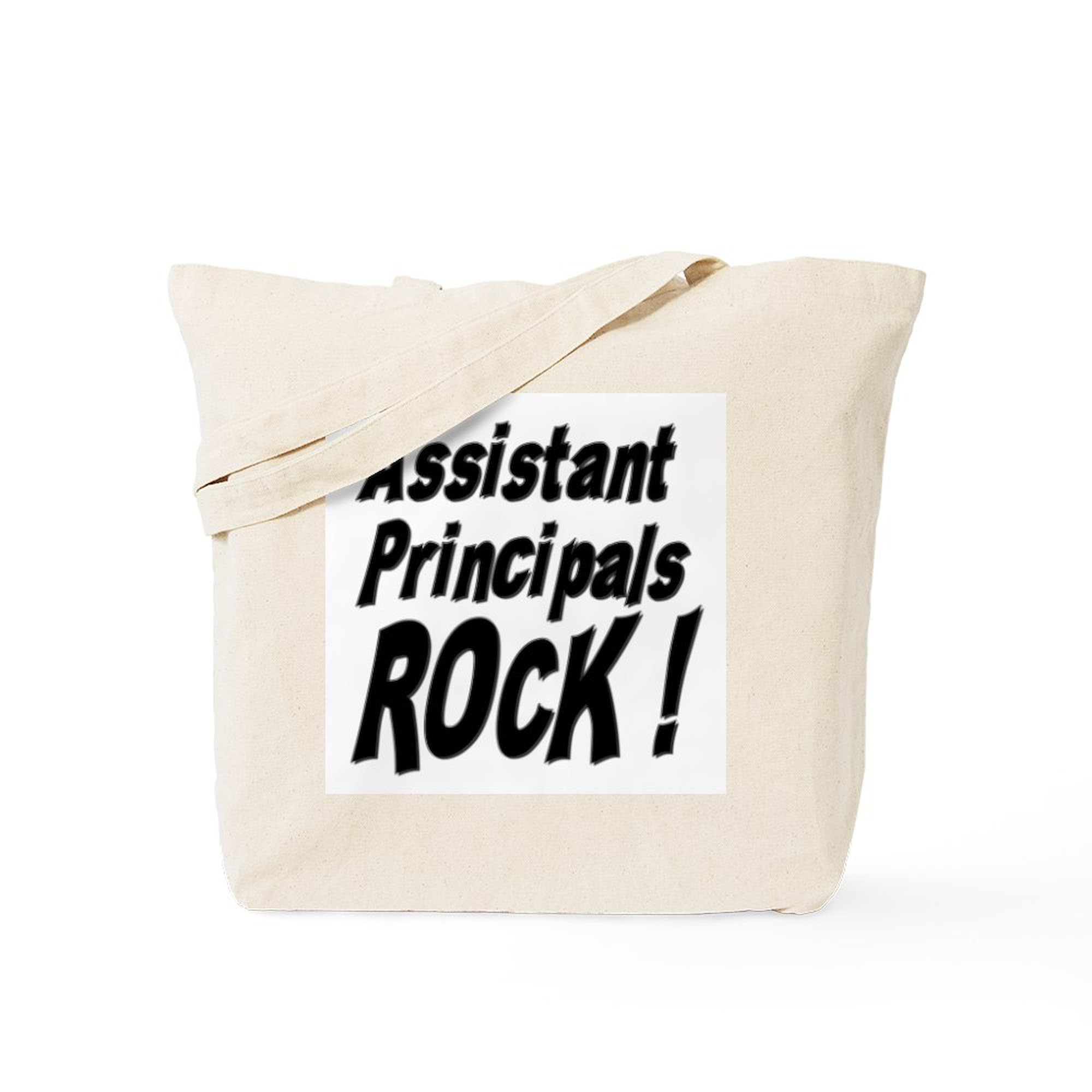 Assistant Principals Rock! Natural Canvas Tote Bag - Reusable Eco-Friendly Shopping Bag for Teachers, School Staff & Educators (Great for Work, Groceries & Everyday Use)