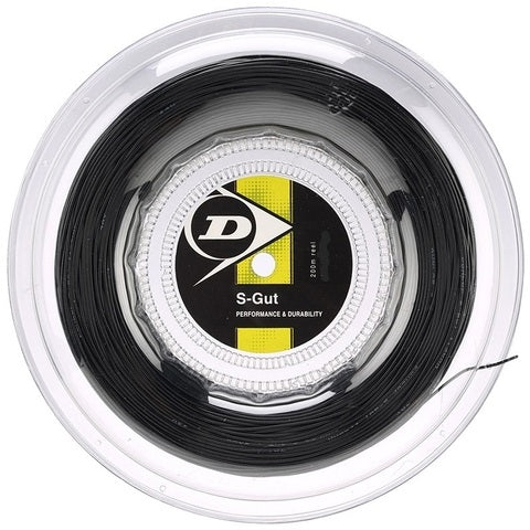Dunlop Synthetic Gut 17/1.25 Tennis String Reel (Black) - Premium Tennis Racket String for Durability & Performance | Perfect for Recreational & Competitive Players