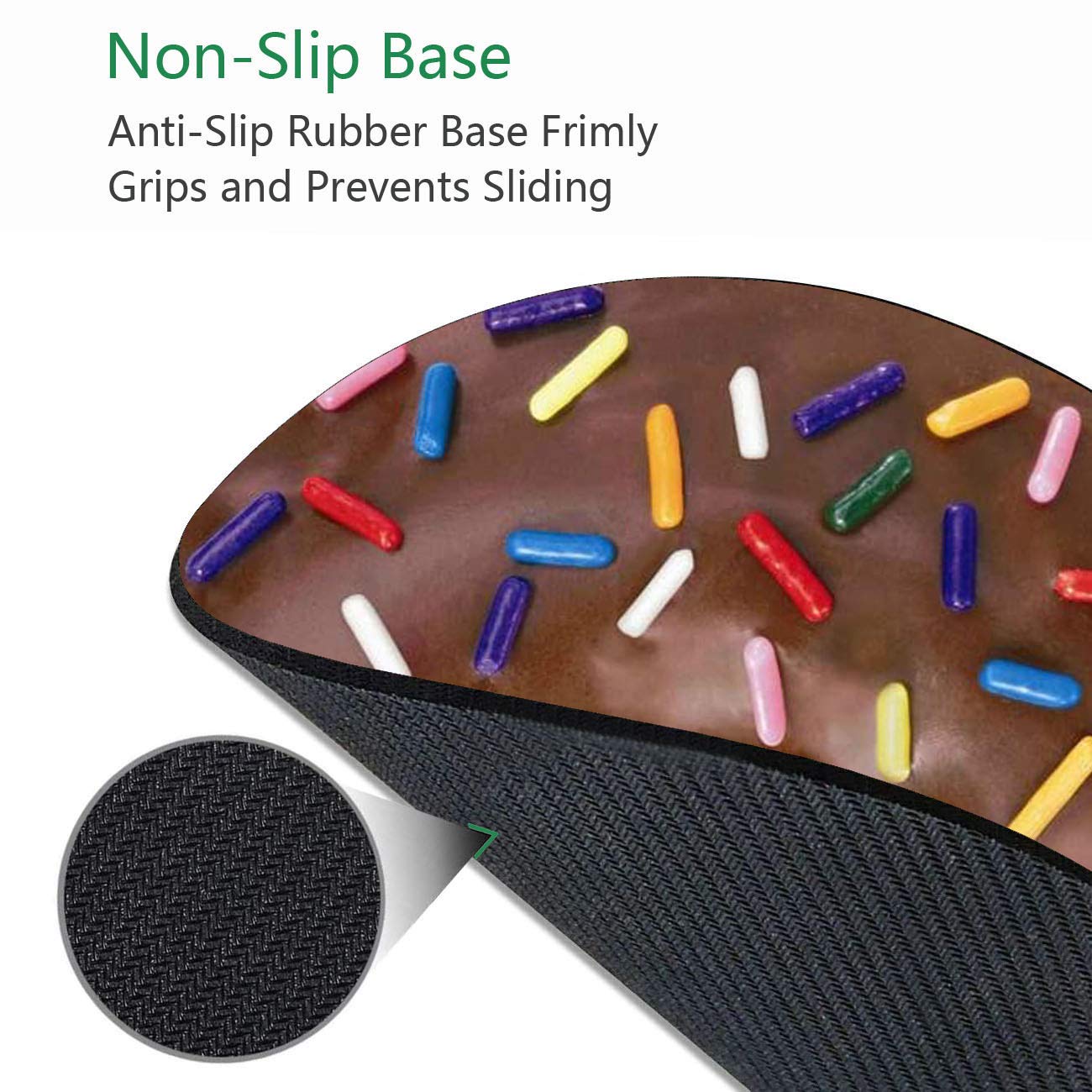 Non-Slip Donut with Sprinkles Design Round Mouse Pad & Coasters Set - Cute Rubber Mousepad for Computer, Laptop, Gaming & Office Desk Accessories - Perfect for Work, Home Office & Gaming Setup