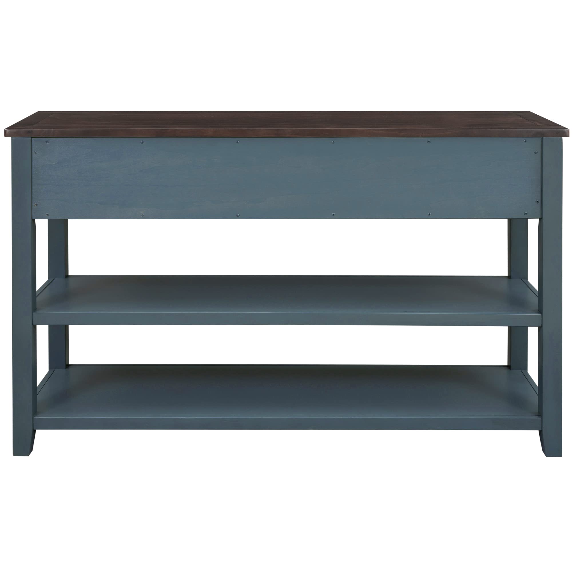 Merax 63-Inch Extra Long Console Table with 3 Drawers & 2-Tier Shelves - Modern Entryway Sofa Table for Hallway, Living Room & Bedroom - Space-Saving Narrow Hall Table in Navy Blue
