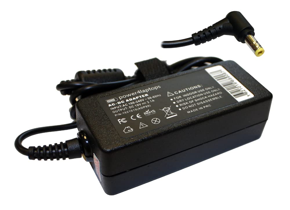 Power4Laptops AC Adapter Charger for Packard Bell Dot S2.SP/019 Laptop - Replacement Power Supply Cord for Home, Office & Travel Use