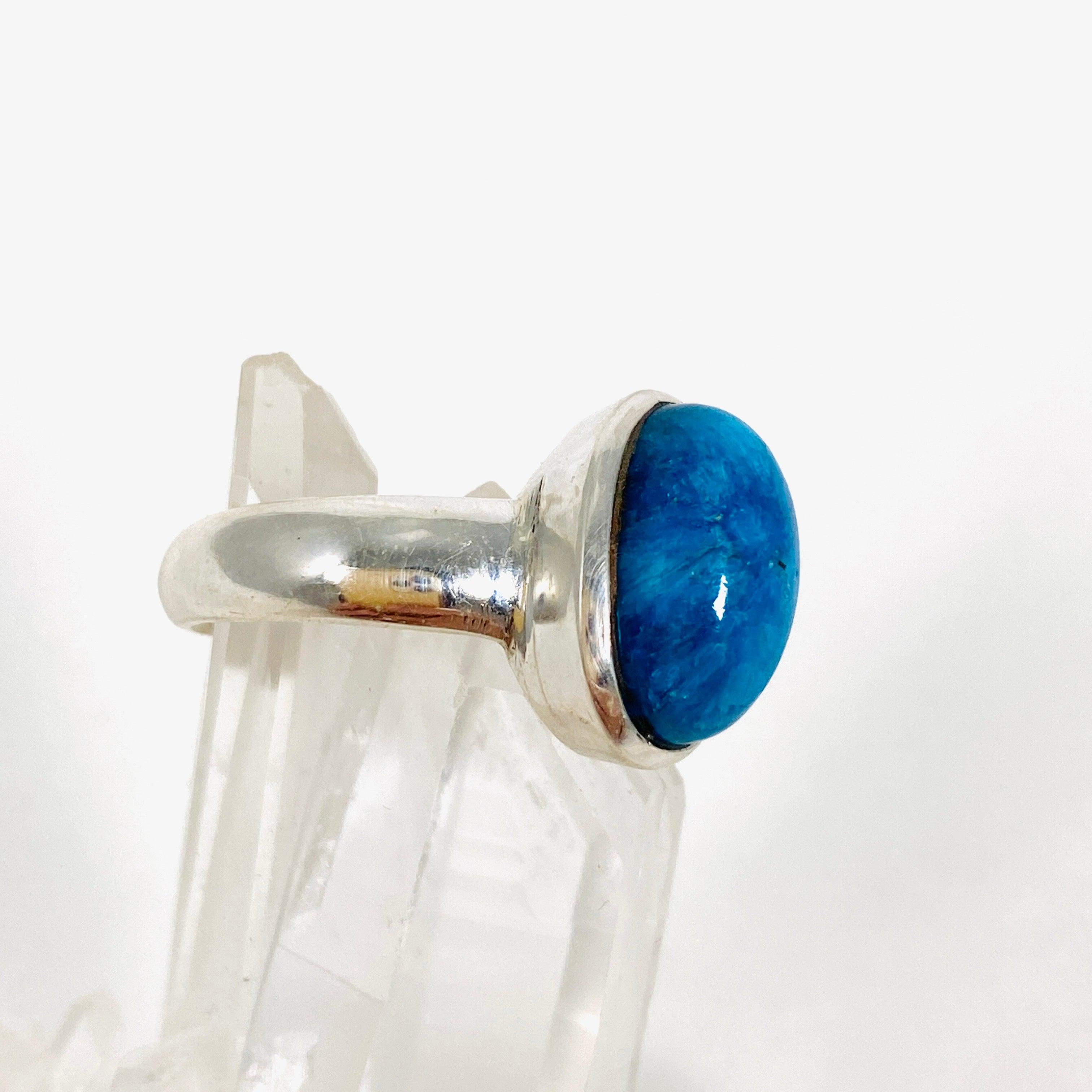 Natural Cavansite Oval Ring - Size 9 Blue Crystal Jewelry for Women - Perfect for Spiritual Healing, Meditation & Boho Fashion Accessories