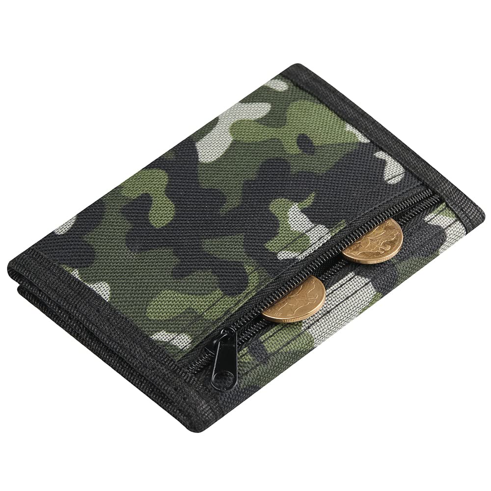 **Camo Kids Wallet for Boys & Girls - Durable Tri-Fold Zipper Wallet with Coin Pocket - Perfect Gift for Ages 4-12 - Ideal for School, Travel & Everyday Use**